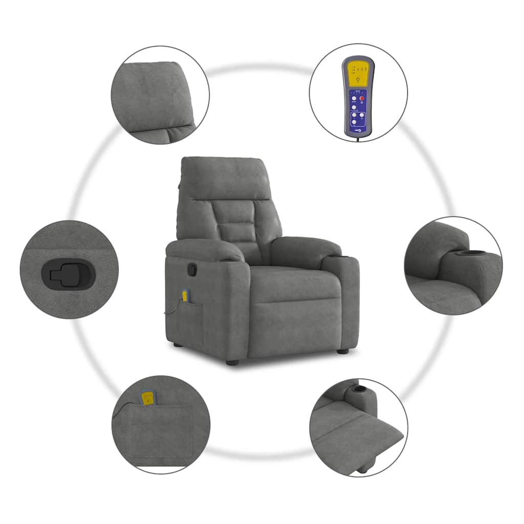 Massagestol Mikrofiberstof Mørkegrå