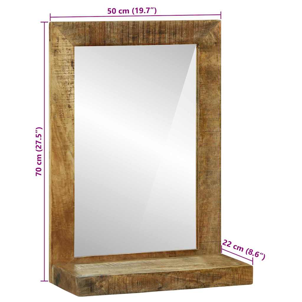 Badeværelsesspejl Brun 50 X 22 X 70 Cm Massivt Groft Mango Træ - Billede 12