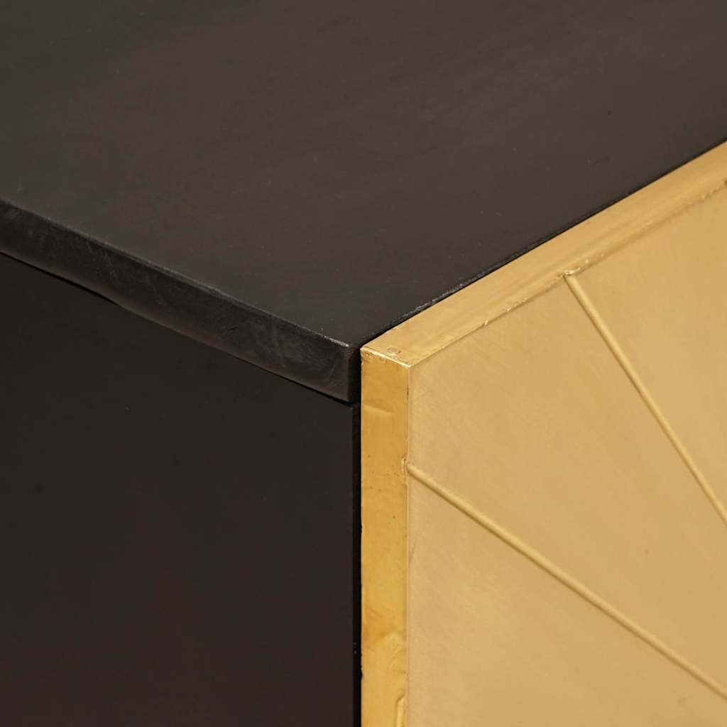 Sideboard 3 Pcs Sort Og Guld 60 X 33 X 75 Cm Massivt Mangotræ - Billede 7
