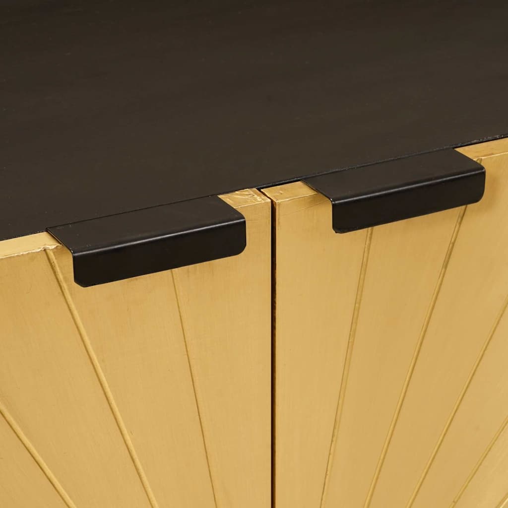 Sideboard 3 Pcs Sort Og Guld 60 X 33 X 75 Cm Massivt Mangotræ - Billede 8