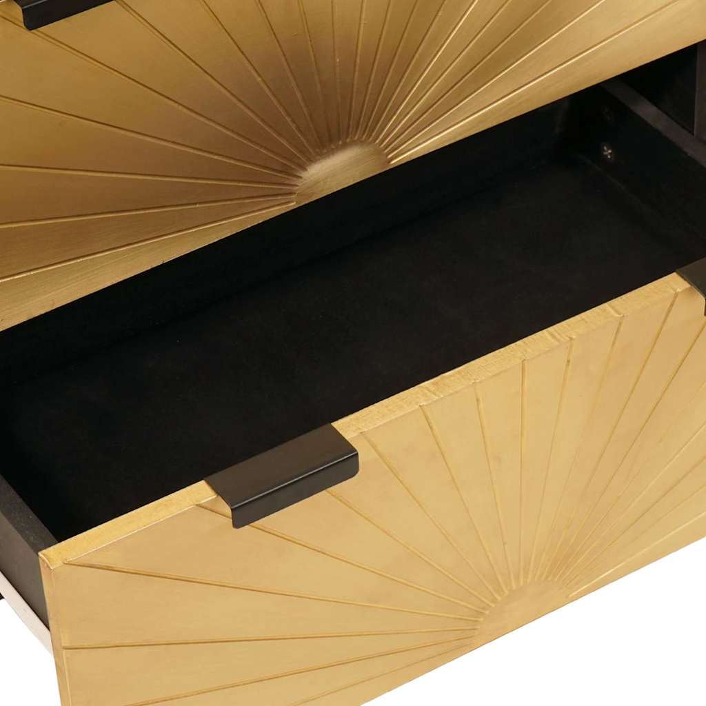 Sideboard 3 Pcs Sort Og Guld 60 X 33 X 75 Cm Massivt Mangotræ - Billede 9