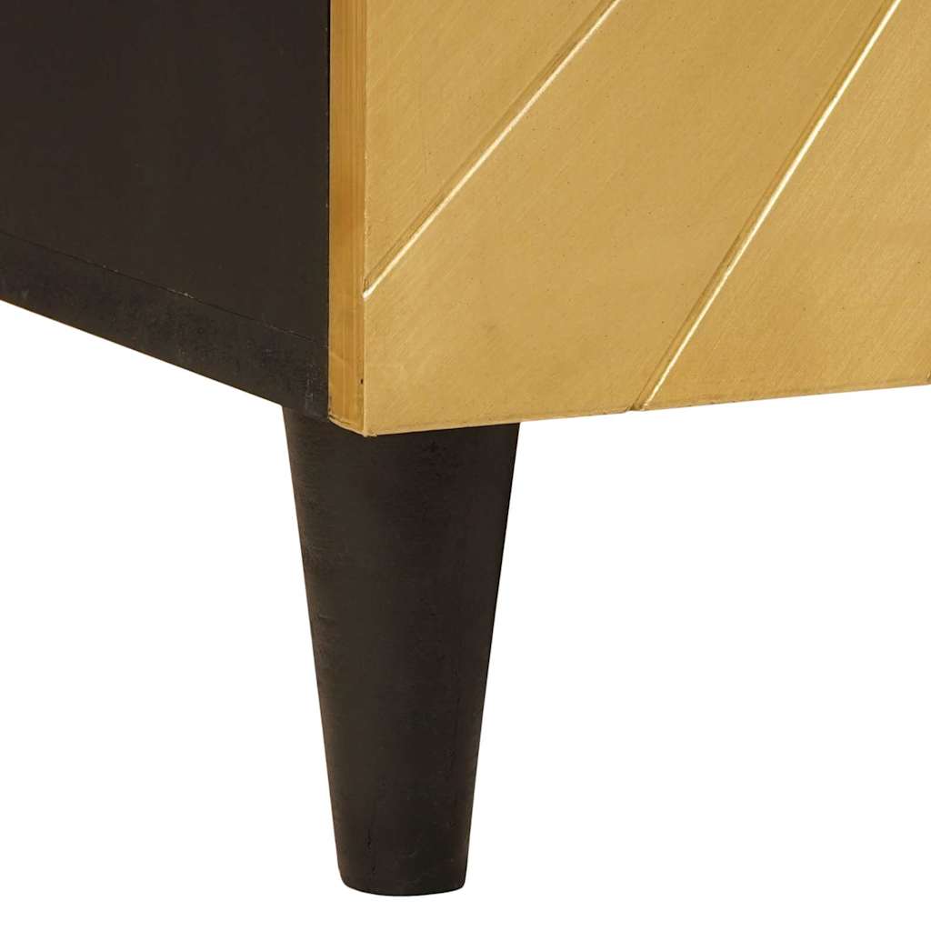 Sideboard 3 Pcs Sort Og Guld 60 X 33 X 75 Cm Massivt Mangotræ - Billede 10