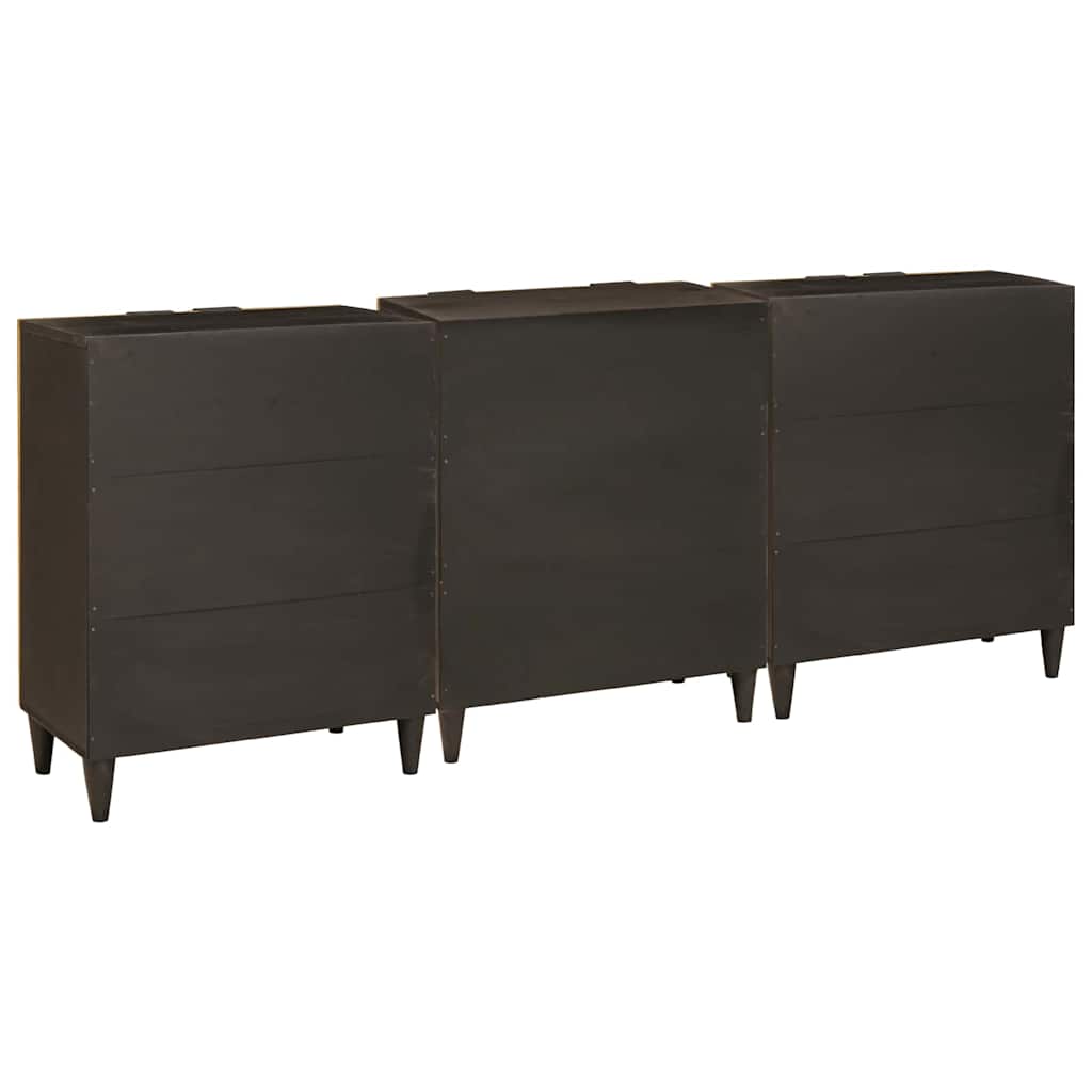 Sideboard 3 Pcs Sort Og Guld 60 X 33 X 75 Cm Massivt Mangotræ - Billede 6