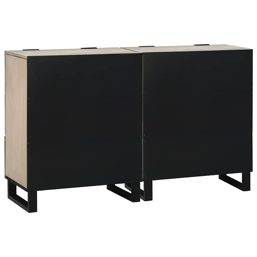 Sideboards 2 Pcs Hvid 60 X 33.5 X 75 Cm Massivt Mangotræ - Billede 6