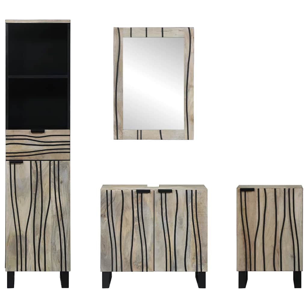 Badeværelsesmøbel Sæt 4 Pcs Valnød Brun 38 X 33 X 160 Cm - Billede 7
