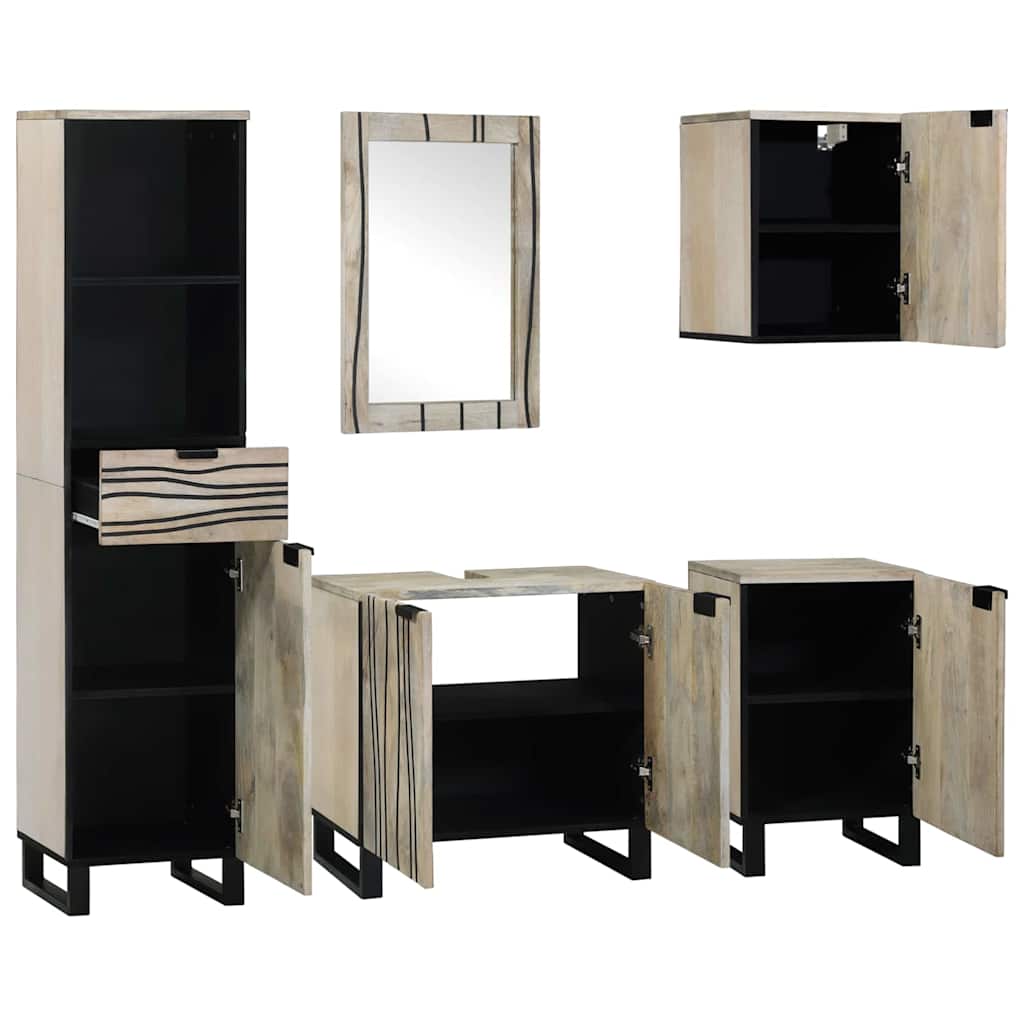 Badeværelsesmøbel Sæt 5 Pcs Valnød Brun 38 X 33 X 160 Cm - Billede 2
