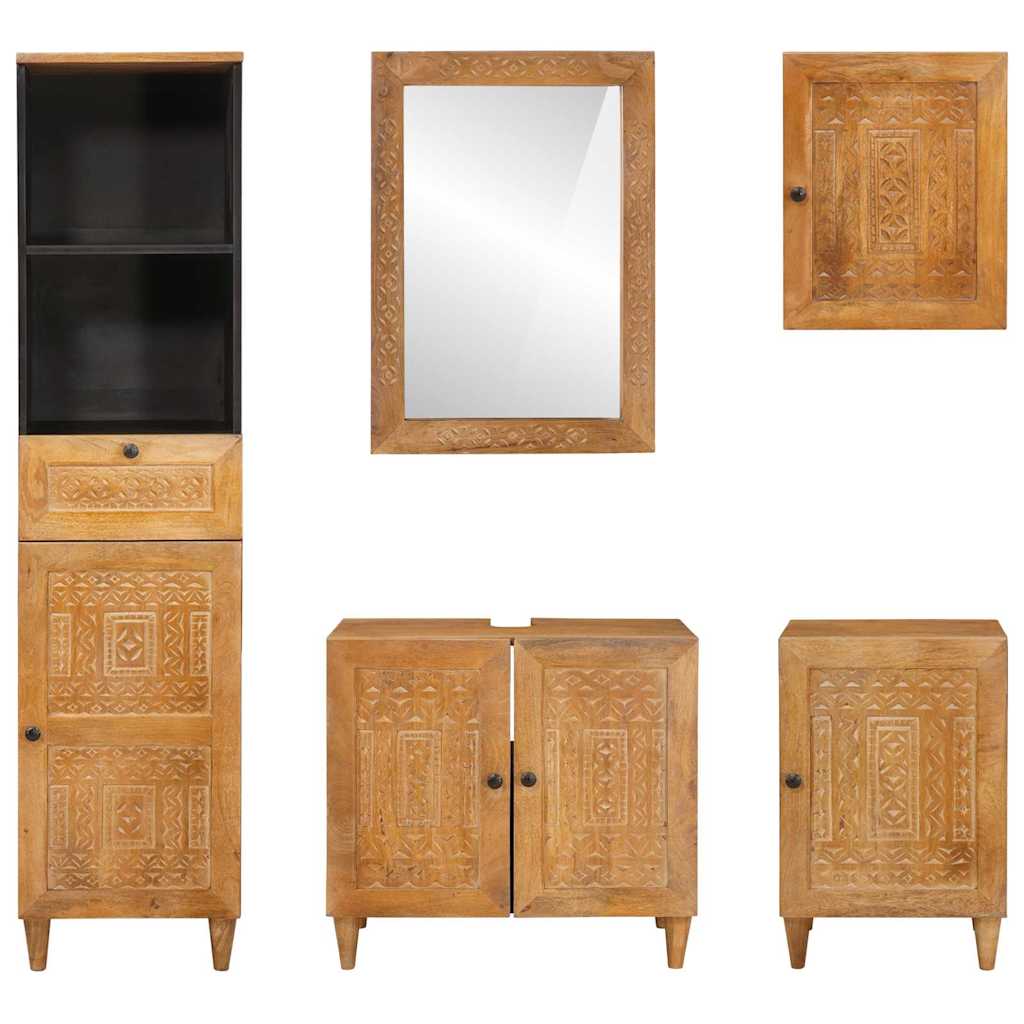 Badeværelsesmøbel Sæt Med Skuffe 5 Pcs Brun 38 X 33 X 160 Cm - Billede 8
