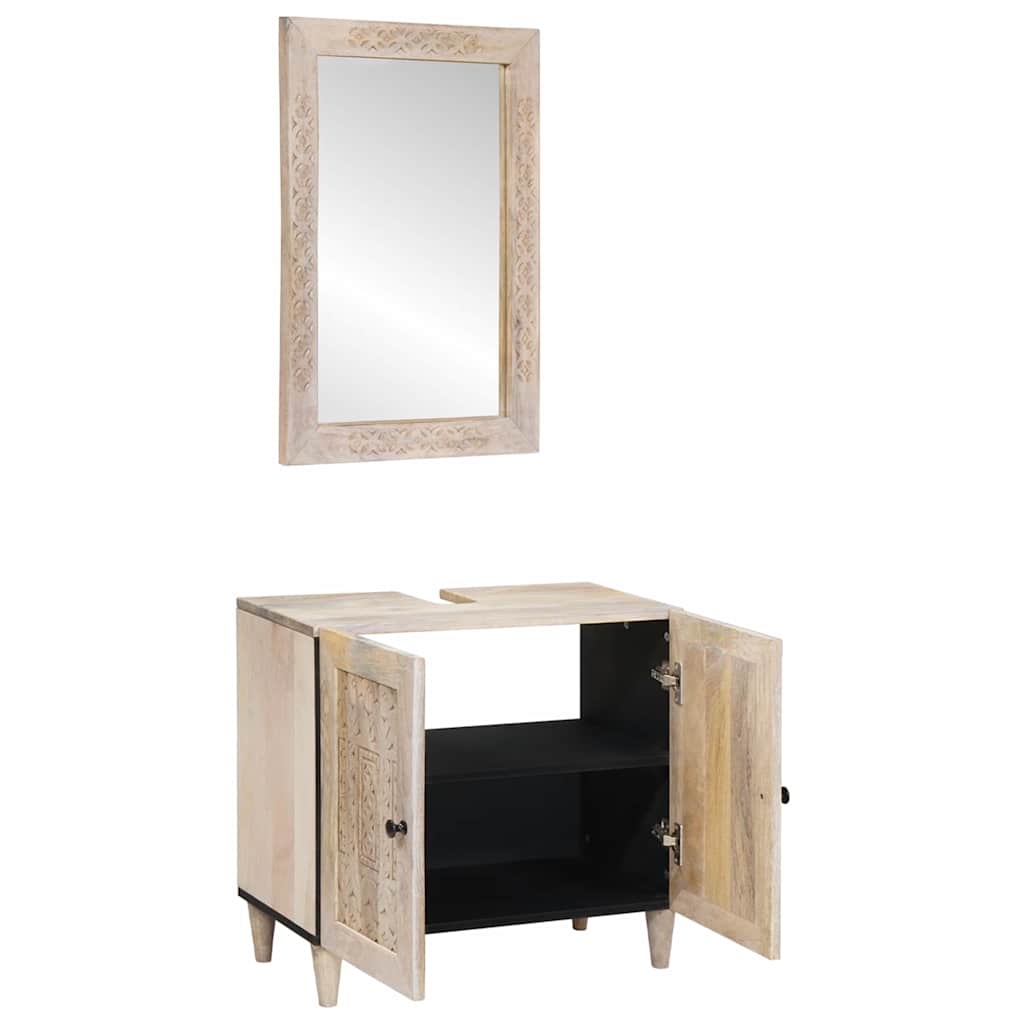 Badeværelsesmøbel Sæt Vægmonteret 2 Pcs Hvid 62 X 33 X 58 Cm - Billede 2