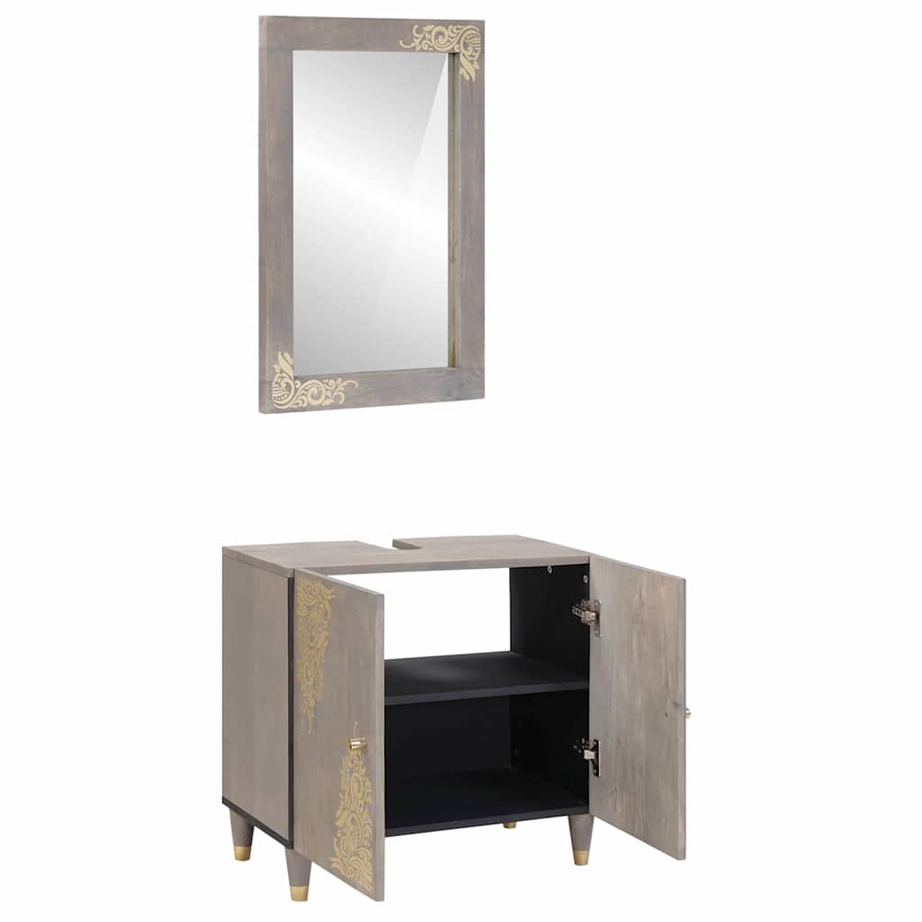 Badeværelsesmøbel Sæt Vægmonteret 2 Pcs Grå 62 X 33 X 58 Cm - Billede 2