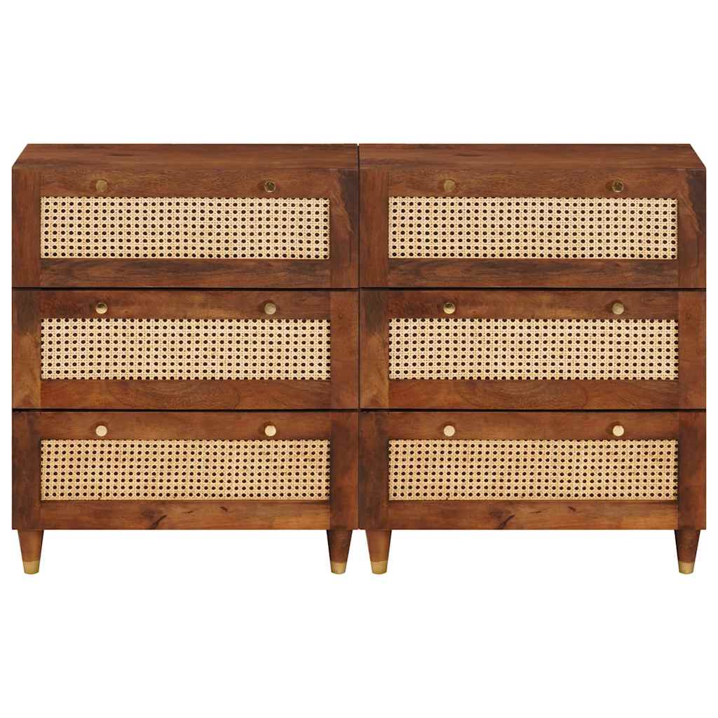 Skænk Sæt 2 Pcs Brun 60 X 33.5 X 75 Cm Massivt Mangotræ - Billede 4