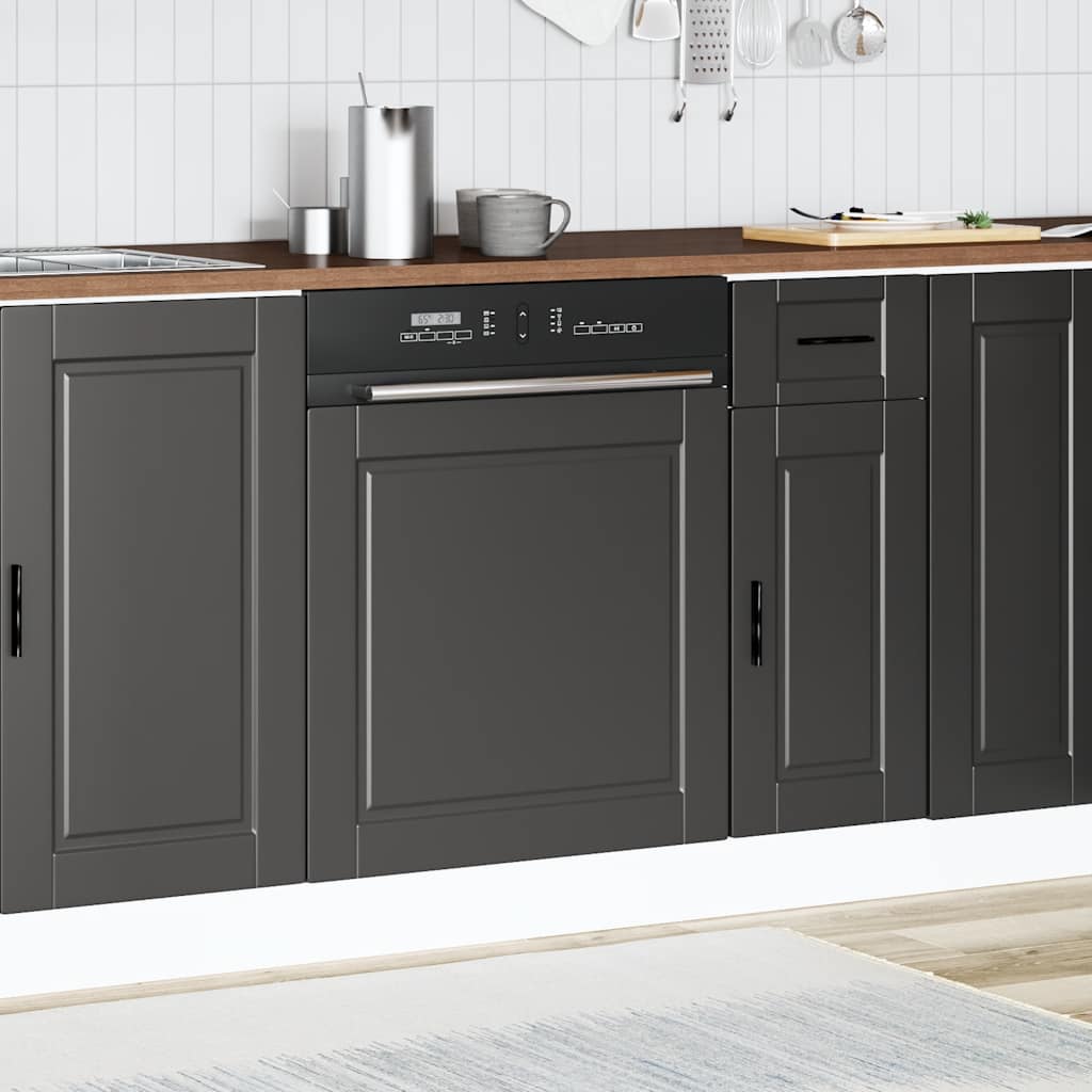 Låge Til Opvaskemaskine Porto 60X1,5X67 Cm Konstrueret Træ Sort