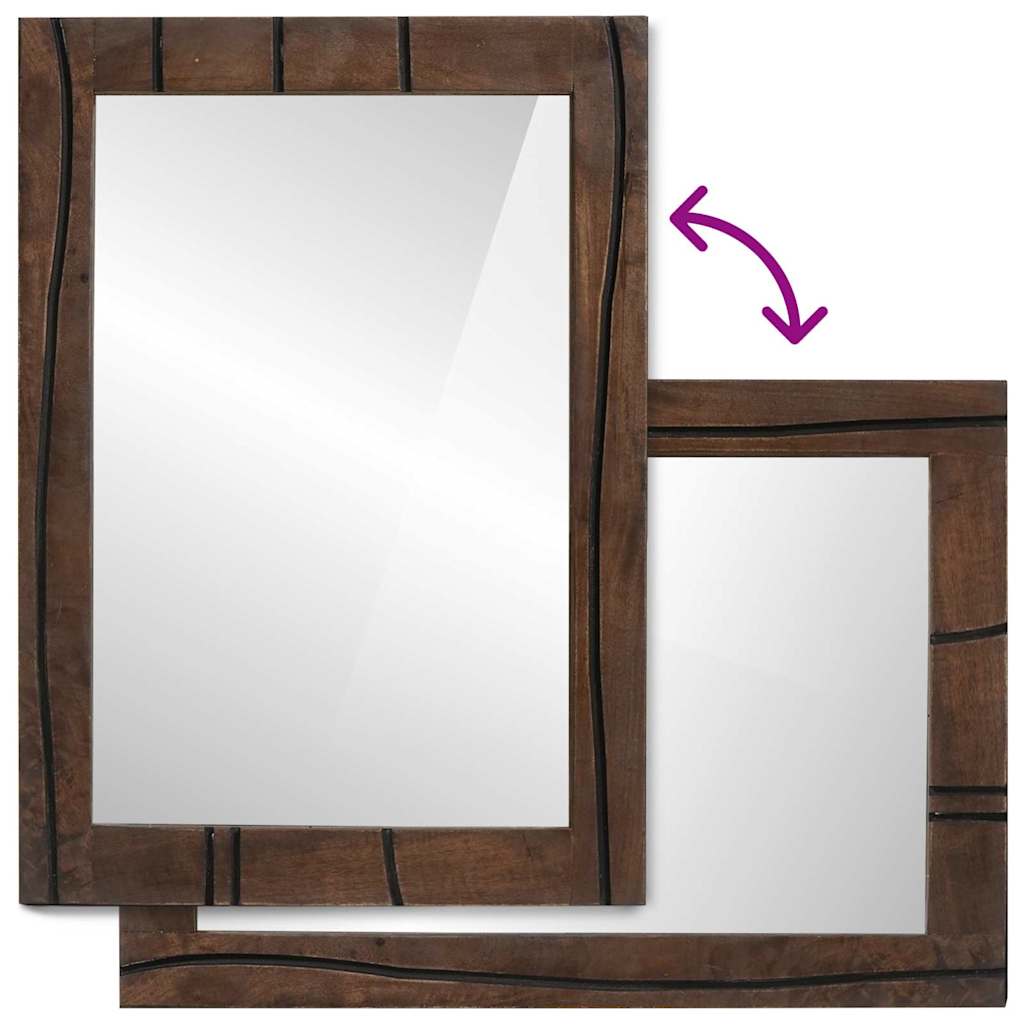 Badeværelsesspejl Brun 50 X 2.5 X 70 Cm Massiv Mango Træ, Glas - Billede 7