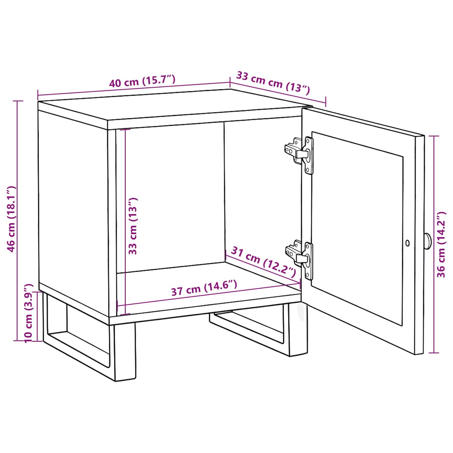 Natskab Naturfarvet 40 X 33 X 46 Cm - Billede 12