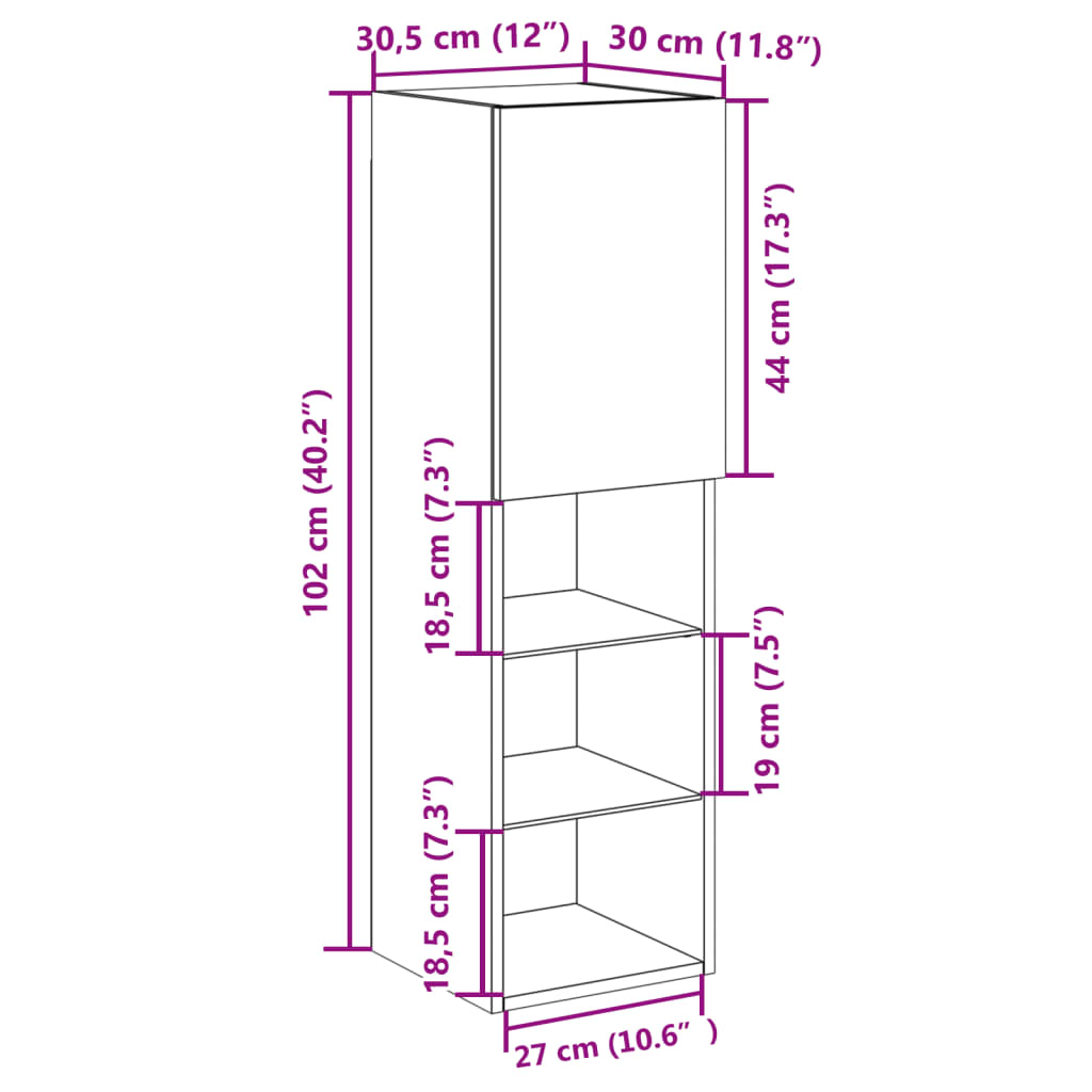 TV-bord Med LED-lys 30,5x30x102 Cm Gammelt Trælook - Billede 17
