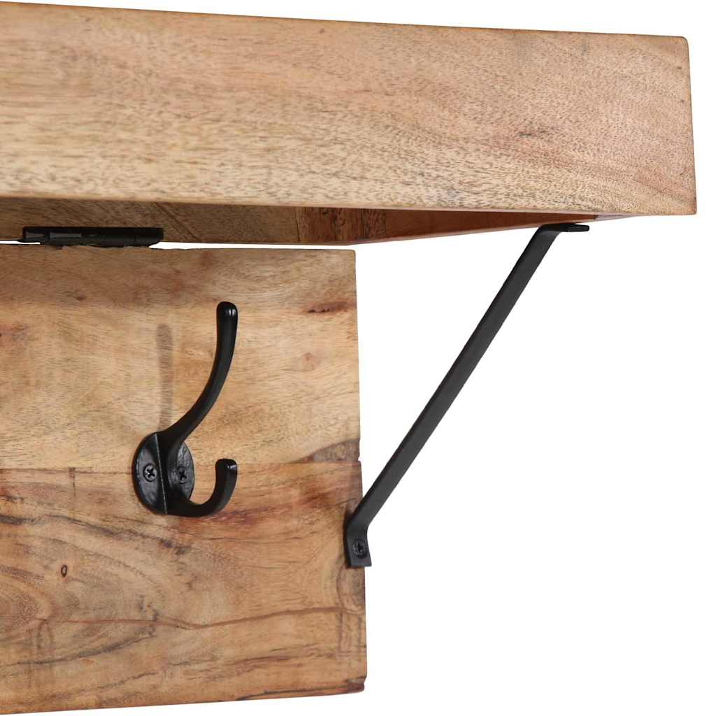 Knagerække Med Hylde Brun 73 X 19 X 23 Cm Massivt Akacietræ - Billede 8
