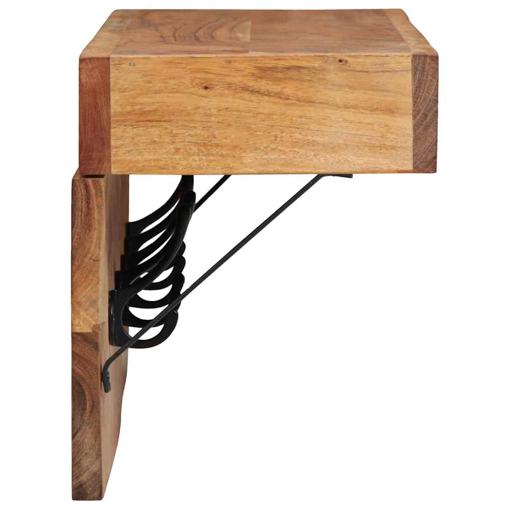 Knagerække Med Hylde Brun 73 X 19 X 23 Cm Massivt Akacietræ - Billede 5