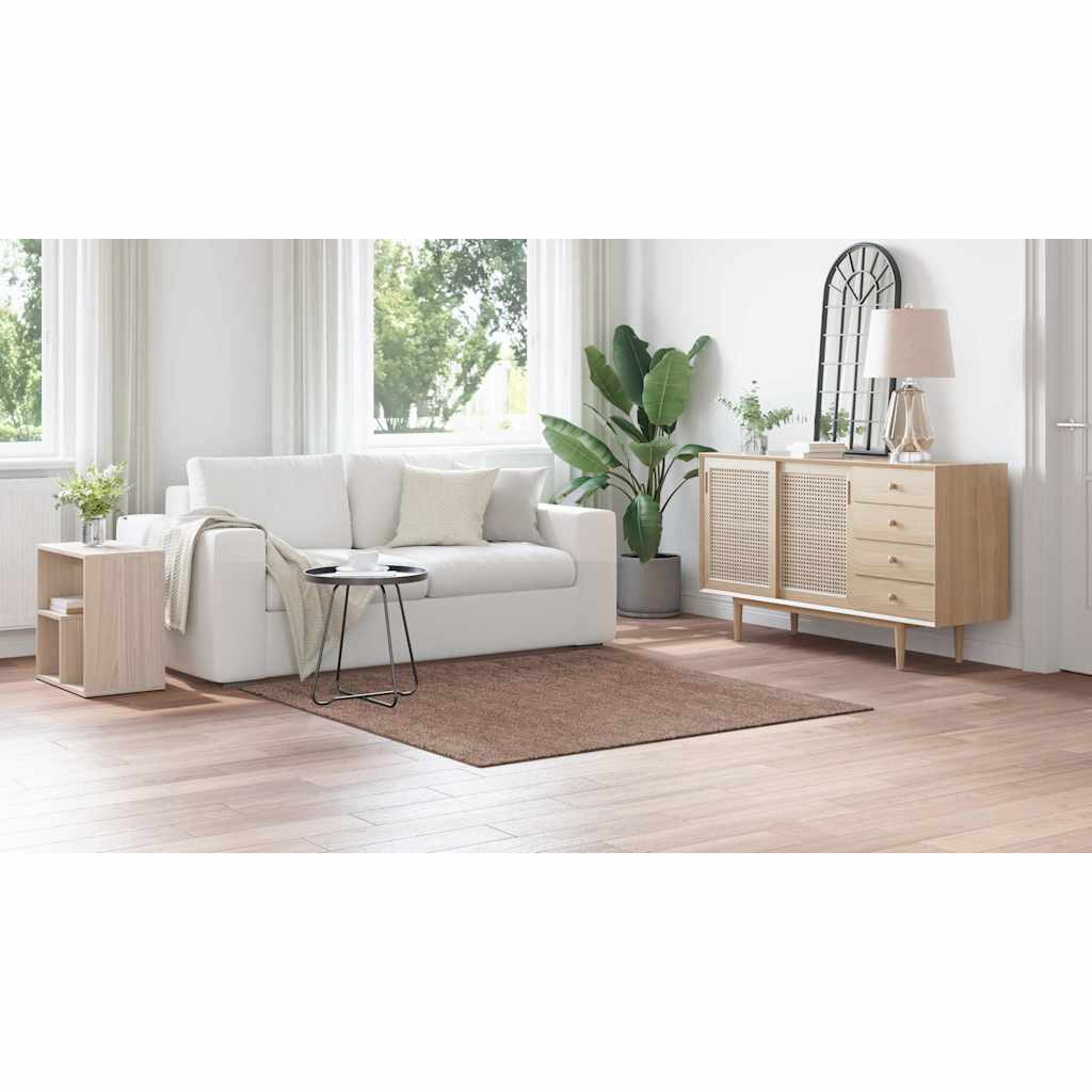 Anti-slip Shaggy Tæppe Brun 160 X 160 Cm Pp - Billede 4