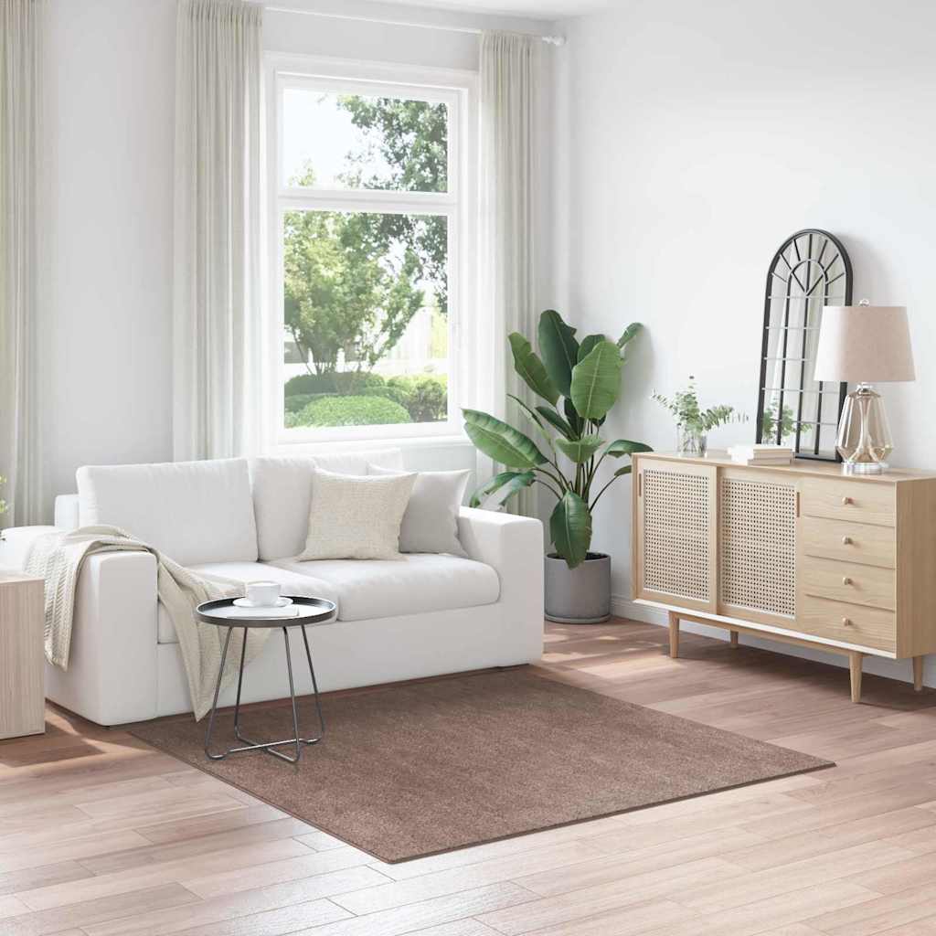 Anti-slip Shaggy Tæppe Brun 160 X 160 Cm Pp - Hovedbillede