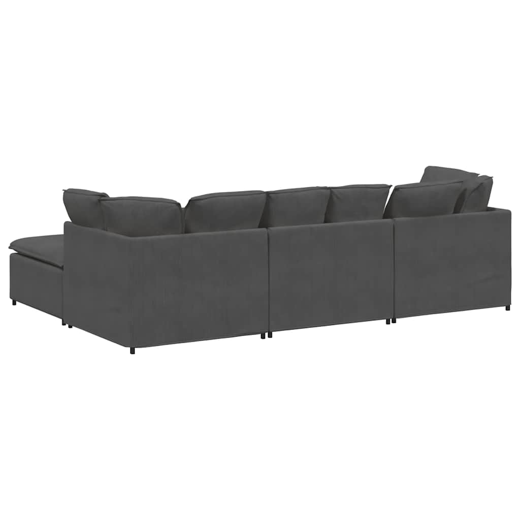 Modulsofa Med Fodskammel Og Hynder Føjlsstof Farvet
