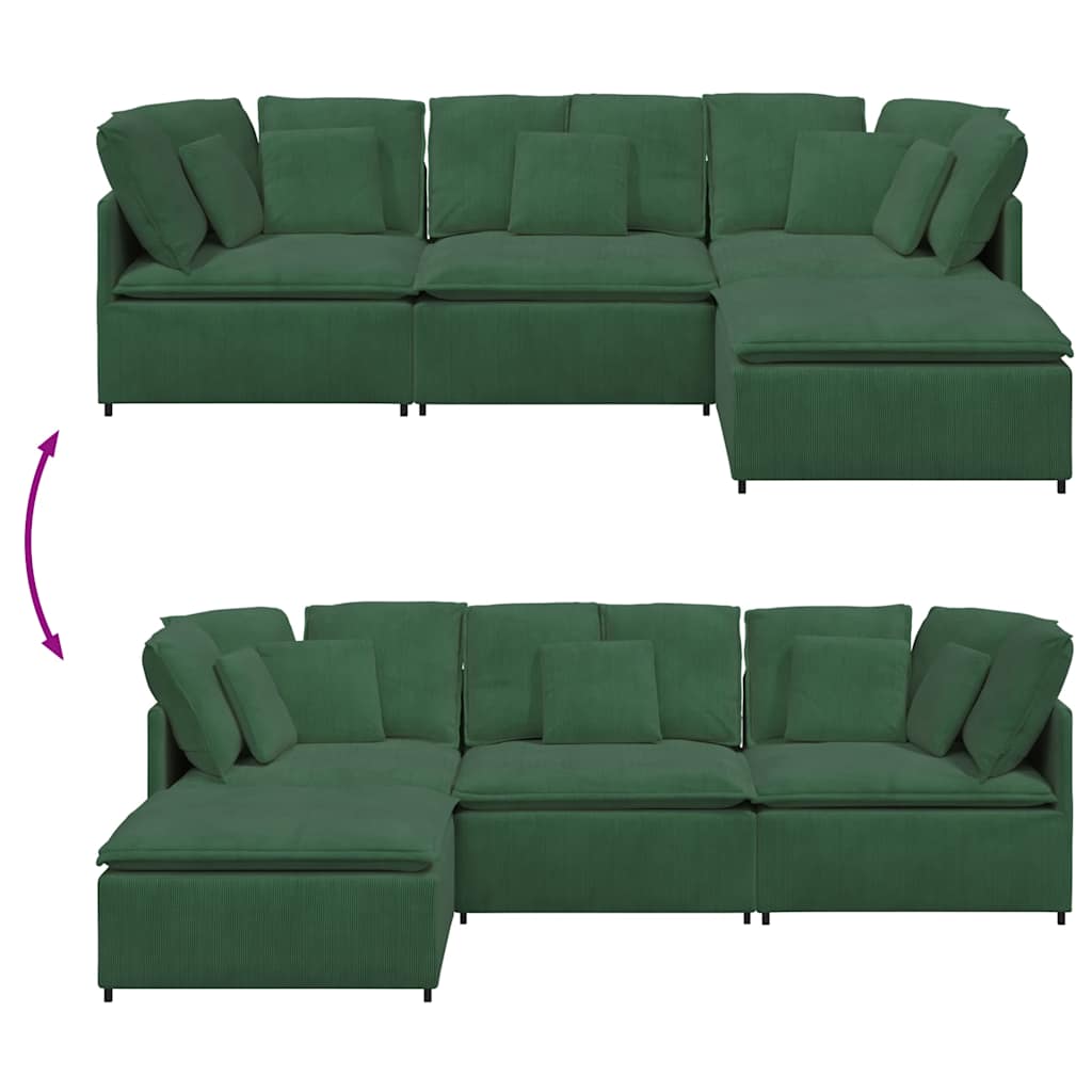 Modulsofa Med Fodskammel Og Hynder Føjlsstof Farvet