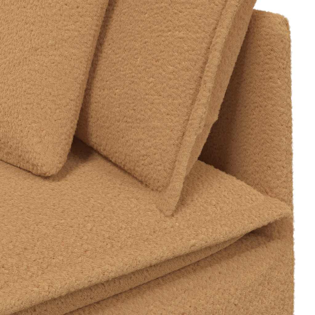 Modulsofa Med Fodskammel&Puder Krøllet Uldlignende Stof