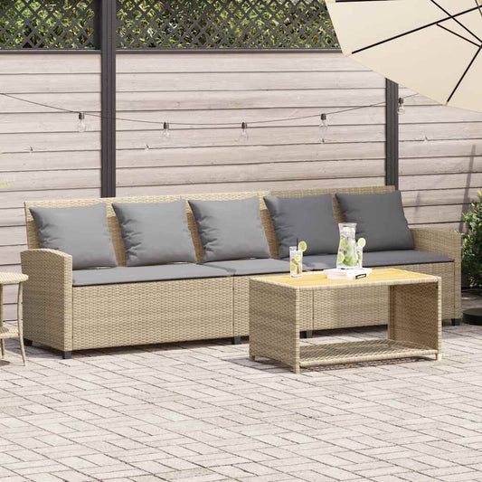 Havesofa Med Hynder Polyrattan Beige