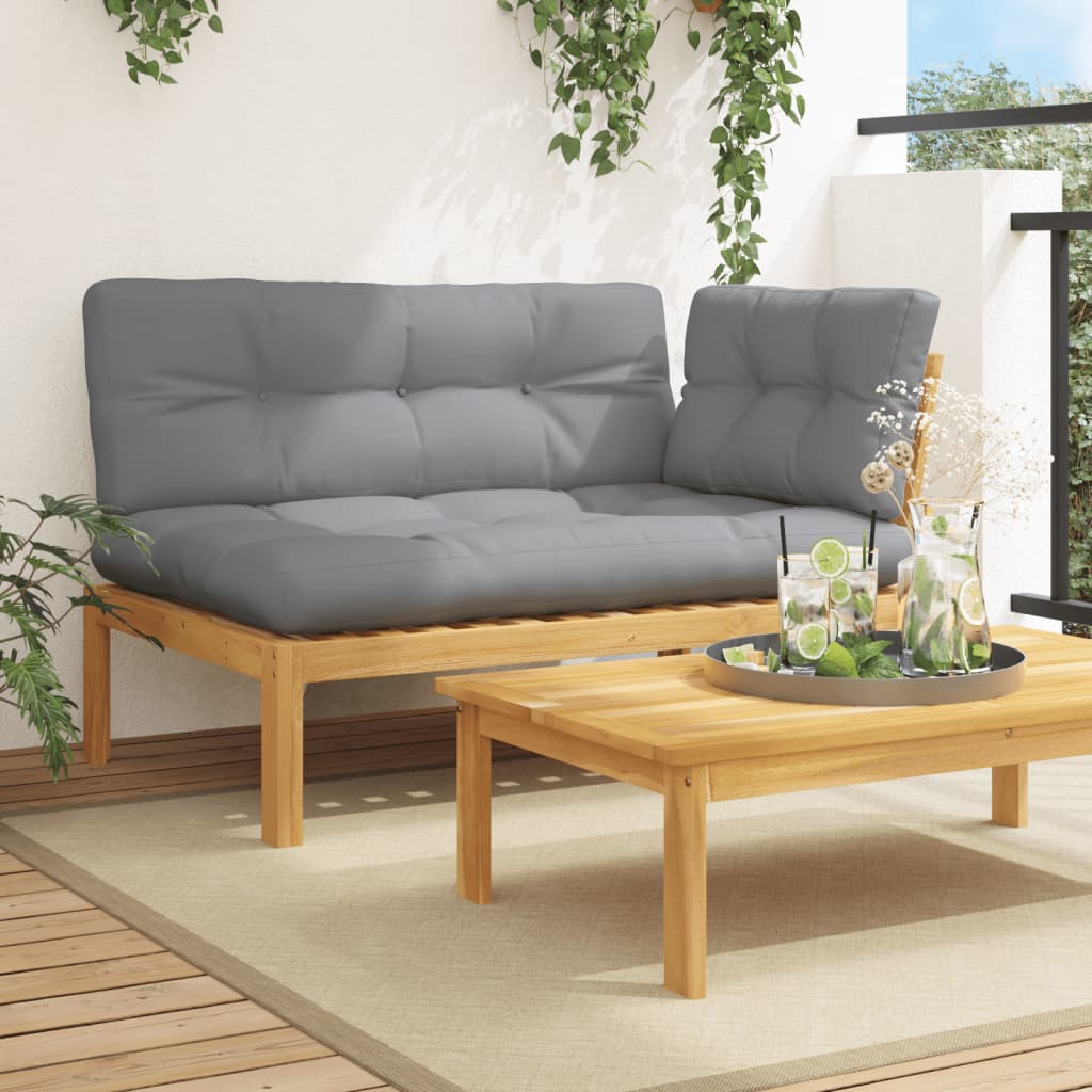 Midtermoduler Til Pallesofa 2 Stk. Med Hynder Massivt Akacietræ Grå