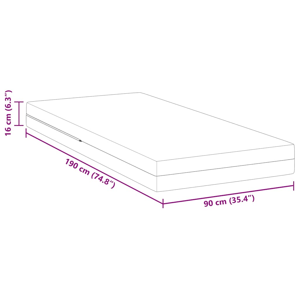 Madras Hvid 90 190 Cm Skum - Billede 11