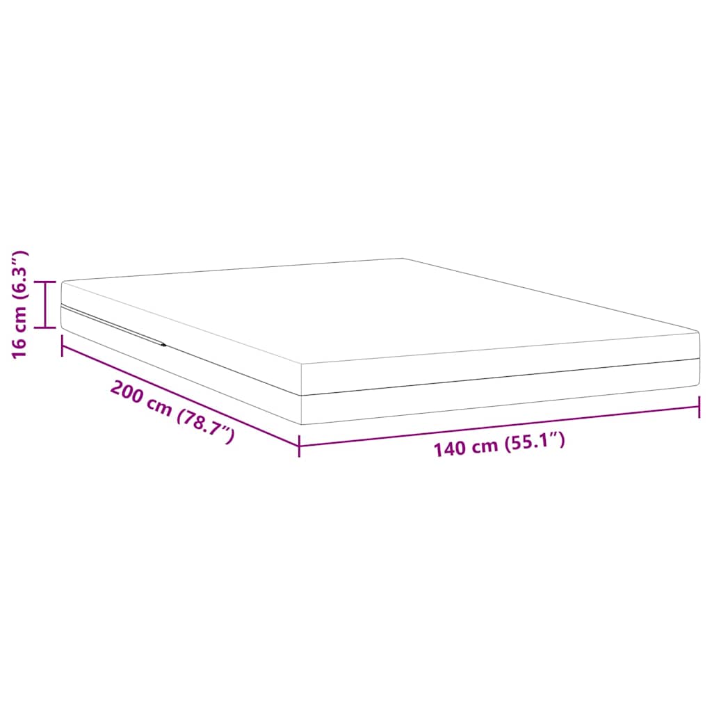 Madras Hvid 140 200 Cm Skum - Billede 12