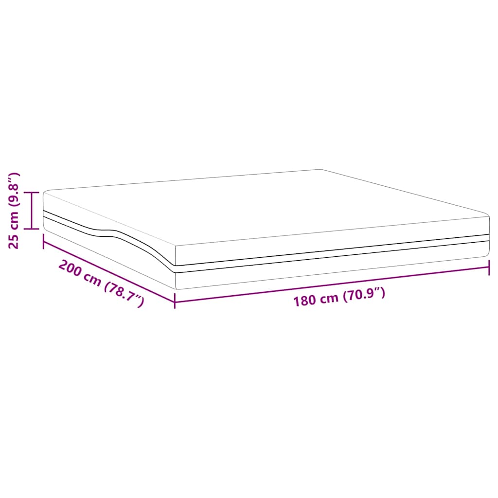 Madras Hvid, Grå 180 200 Cm Skum - Billede 12