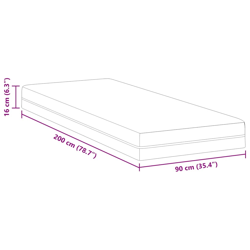 Madras Hvid, Grå 90 200 Cm Skum - Billede 11