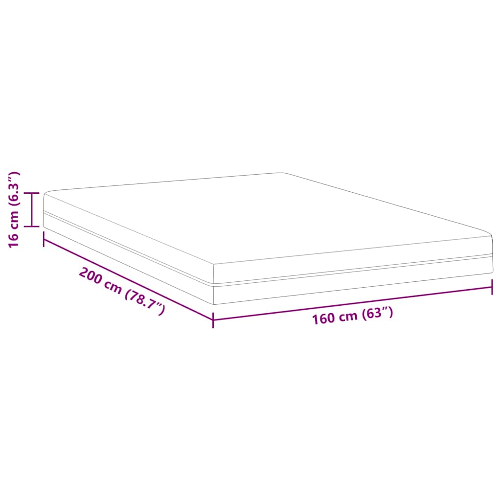 Madras Hvid, Grå 160 200 Cm Skum - Billede 12