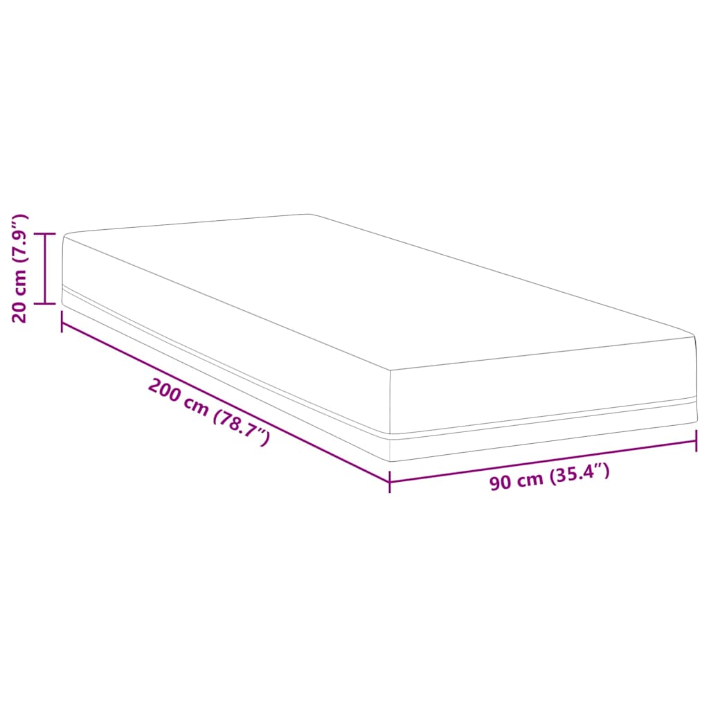 Madras Hvid, Blå 90 200 Cm Skum - Billede 11