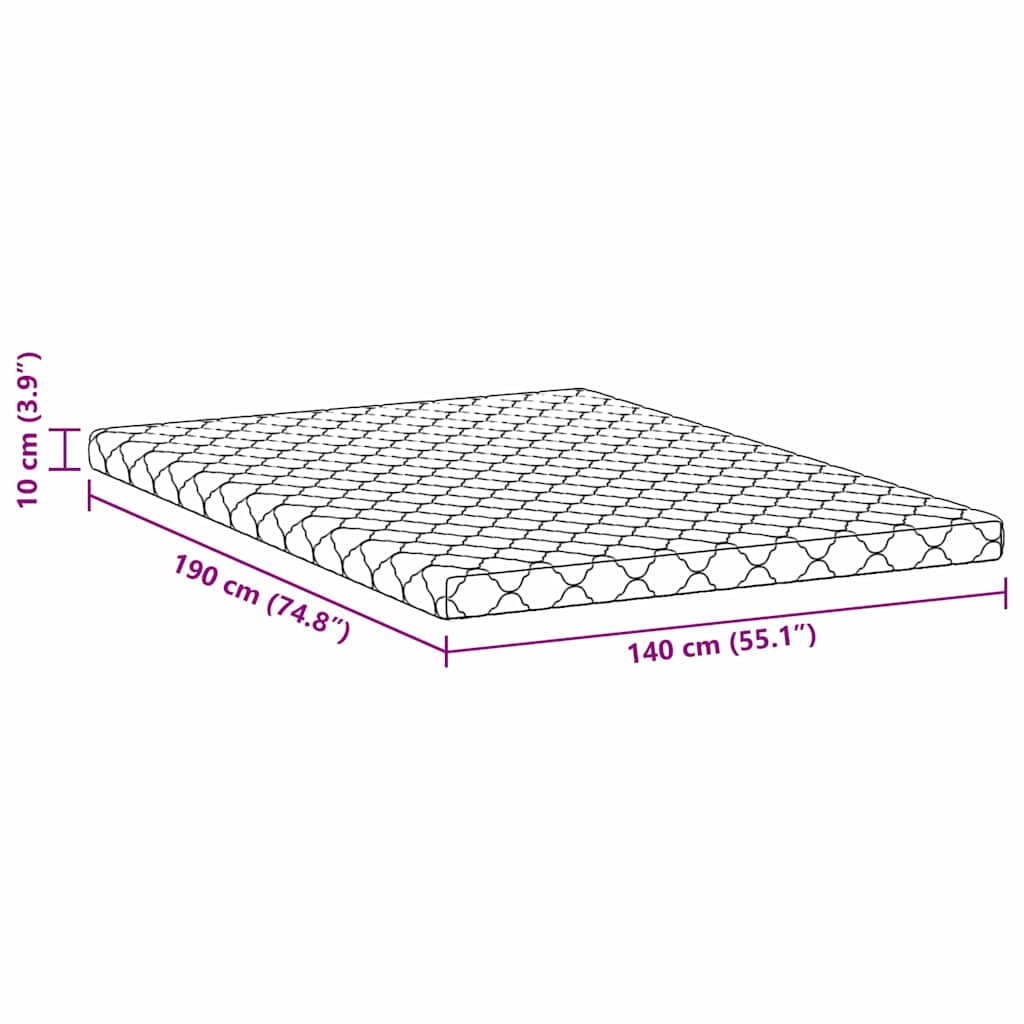 Madras Hvid 190 X 140 Cm Skum - Billede 12
