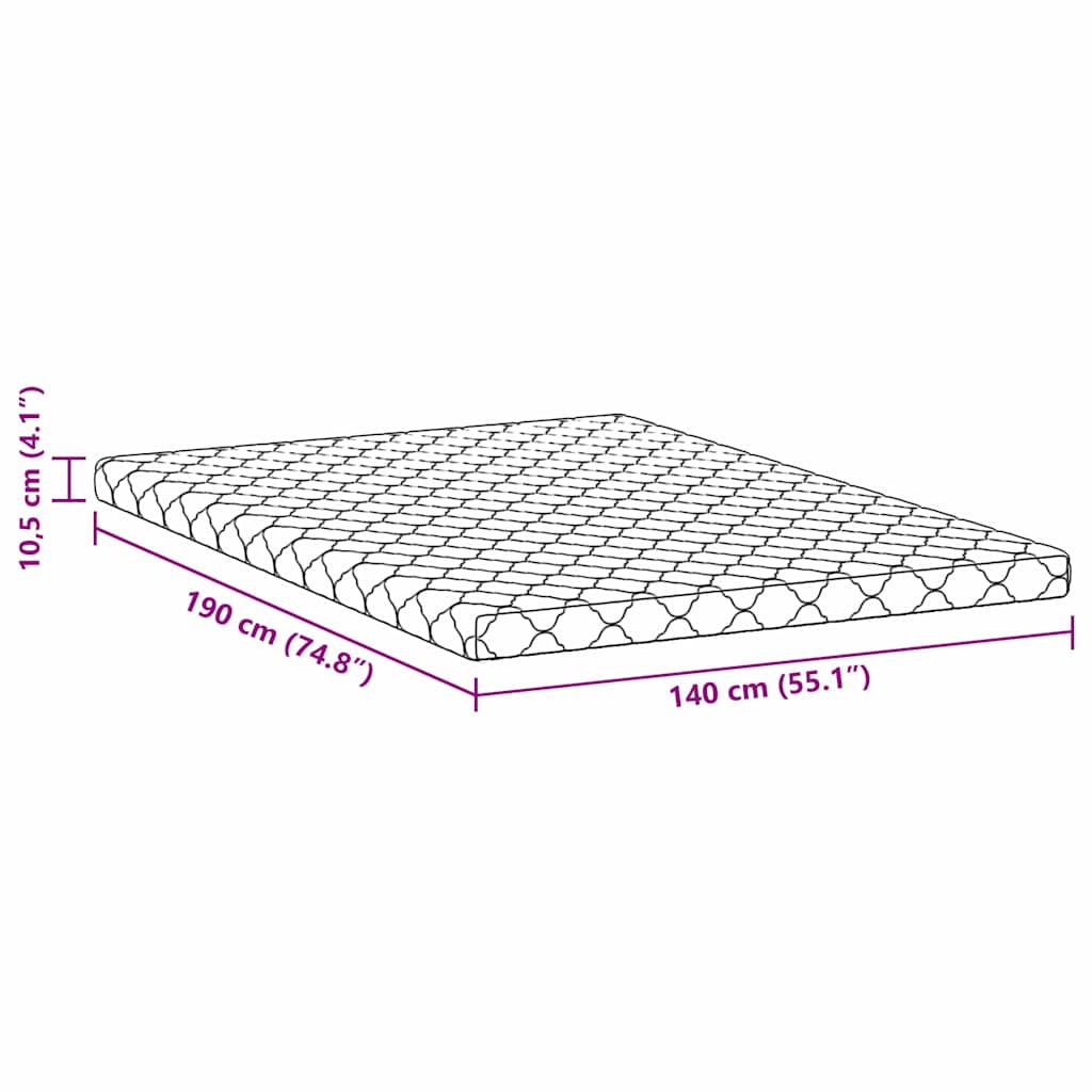 Madras Hvid 190 140 Cm Skum - Billede 12
