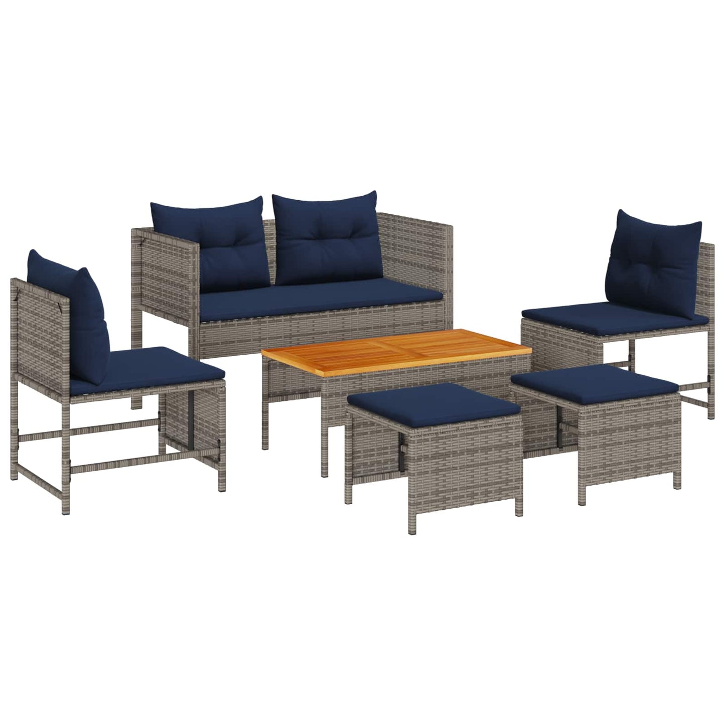 Havesofa Sæt Med Pude 6 Dele Polyrattan - Variant 4104706