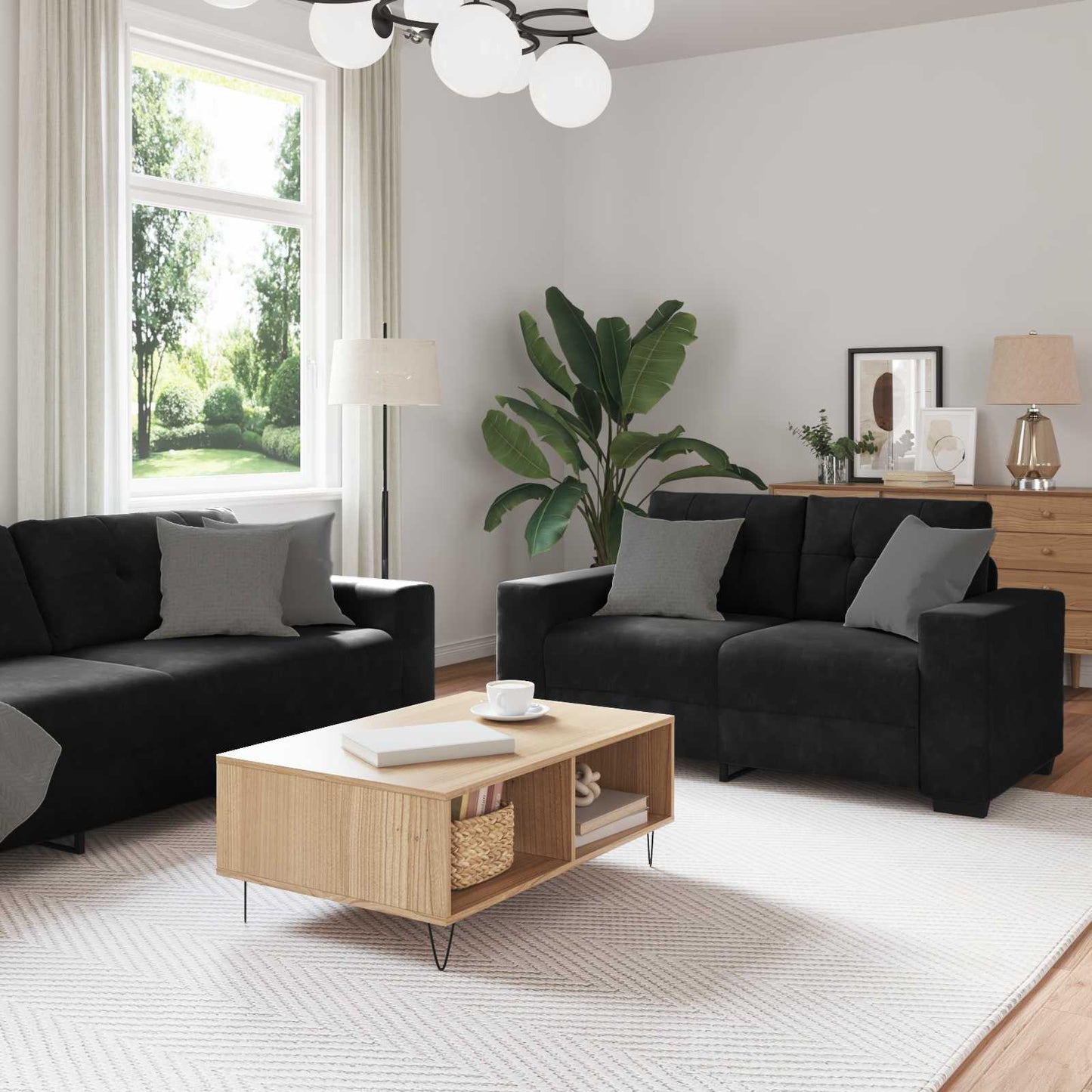 Sofa Sæt 3 Dele 221 X 80 X 80 Cm Fløjl - Variant 3324644