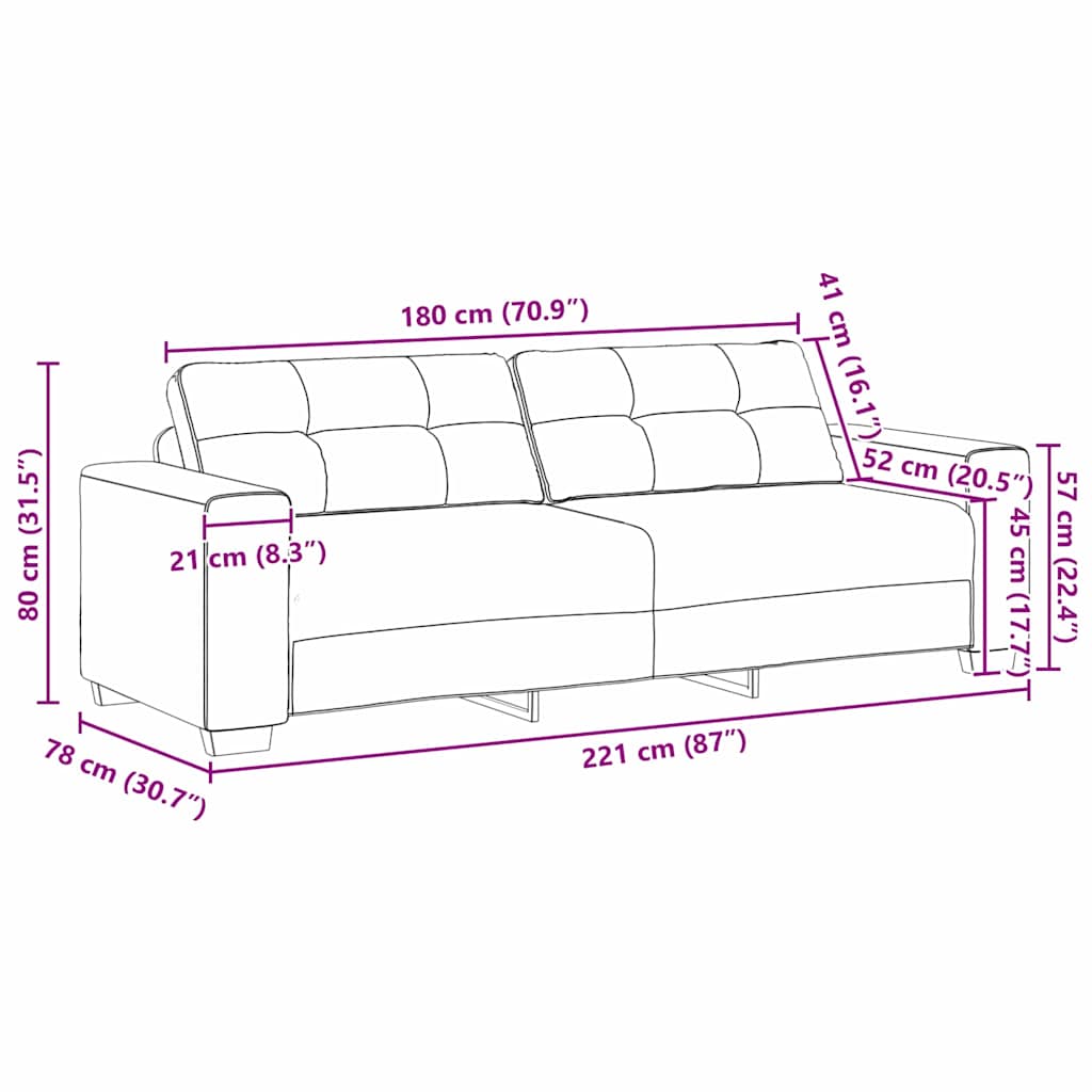 Sofa Sæt Med Pude Med Pude 2 Pcs Vinrød 221 X 78 X 80 Cm Stof - Billede 11