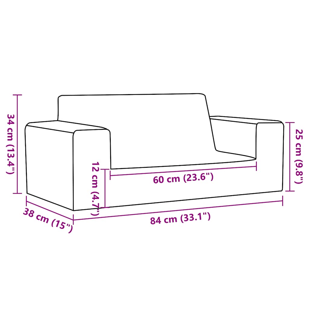 2-Personers Sofa Til Børn Med Stjerner Blødt Plys