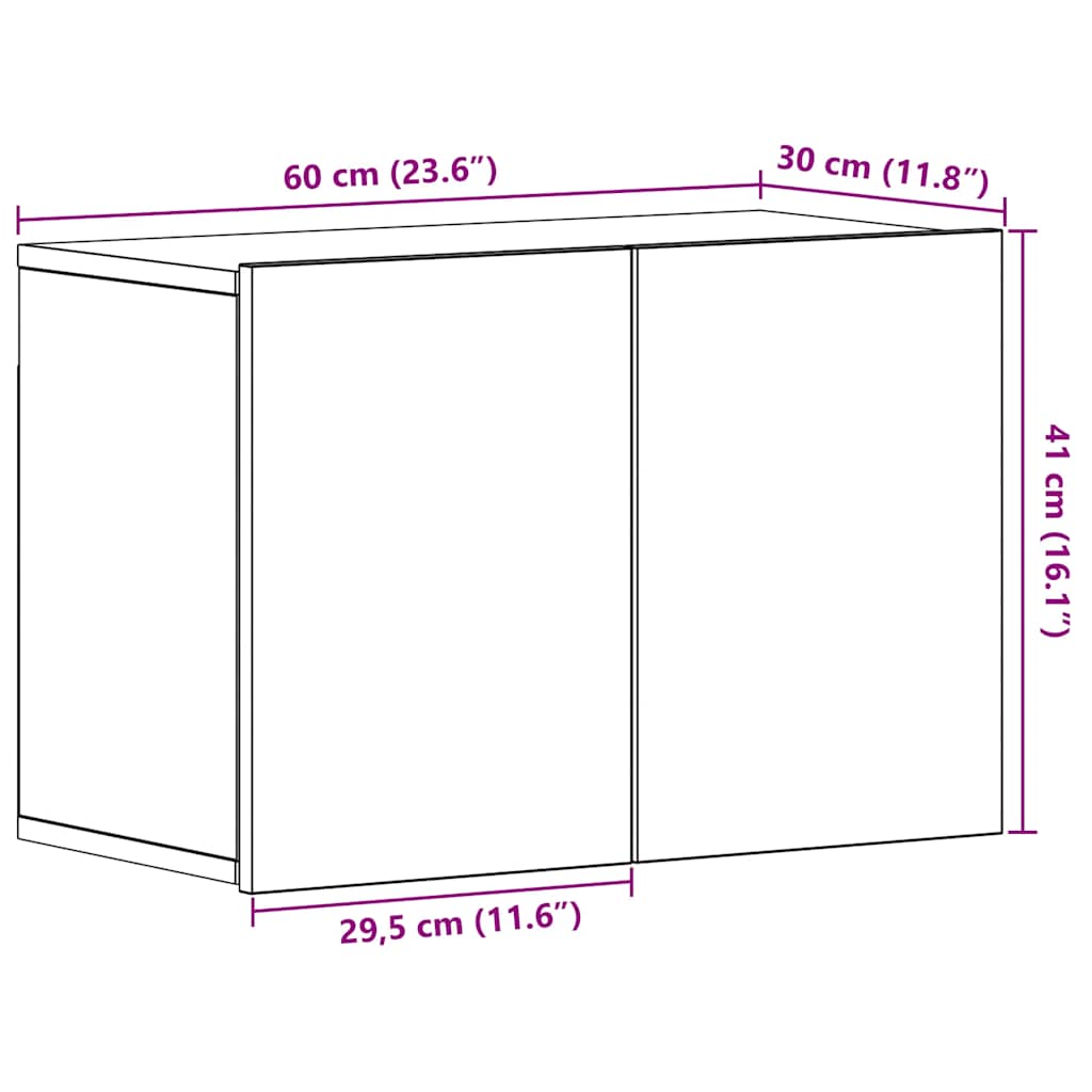 Tv-skab Sort Egetræ 60x30x41 Cm Konstrueret Træ - Billede 11
