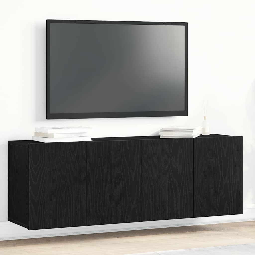 Tv-skab Sort Egetræ 60x30x41 Cm Konstrueret Træ