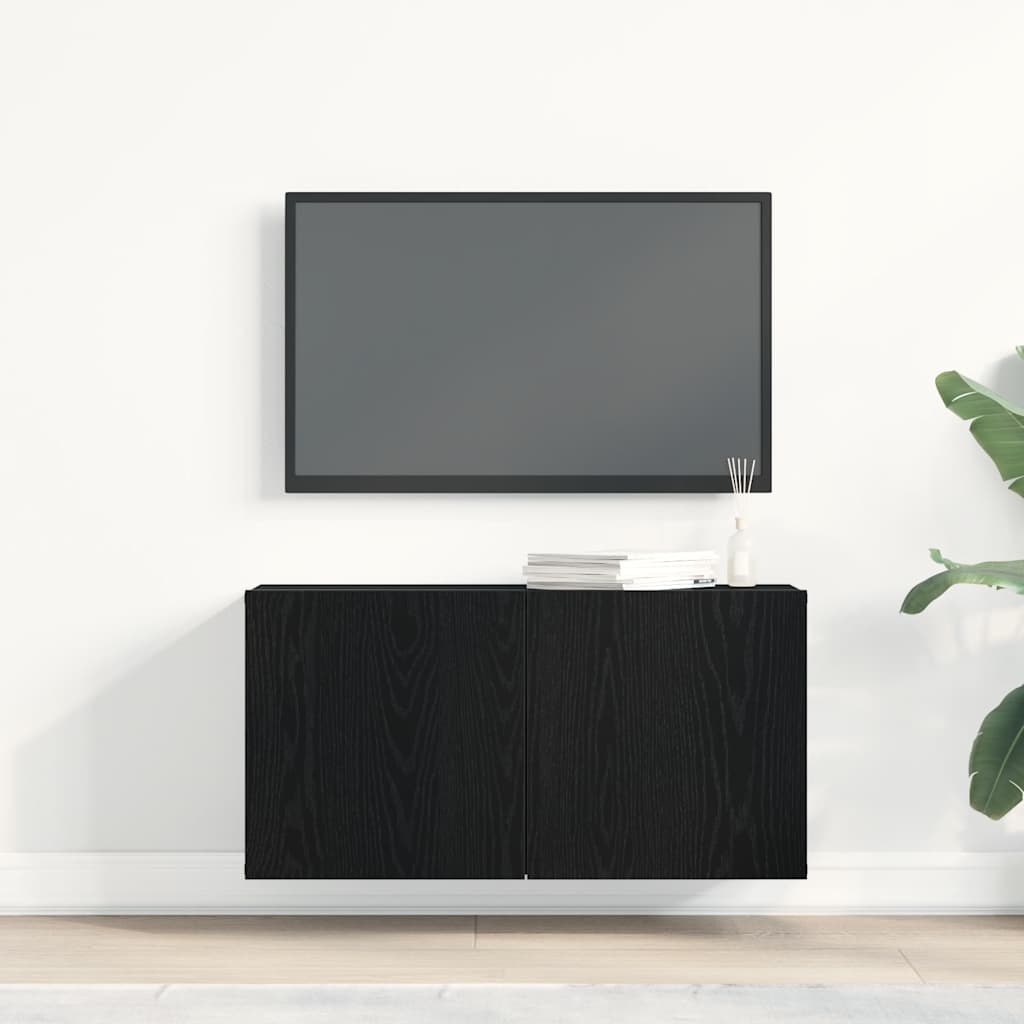 Tv-skab Sort Egetræ 80x30x41 Cm Konstrueret Træ - Billede 3