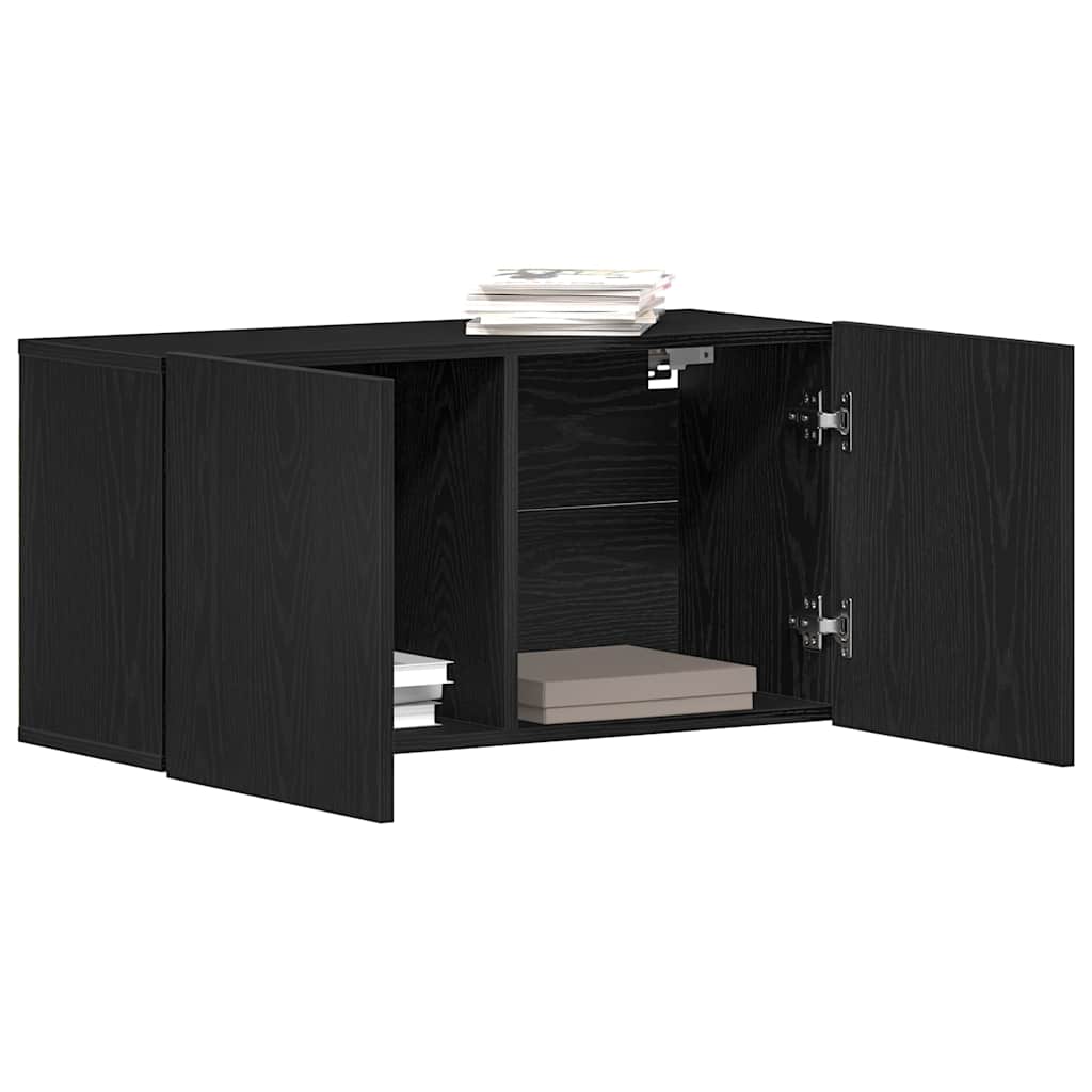 Tv-skab Sort Egetræ 80x30x41 Cm Konstrueret Træ - Billede 4