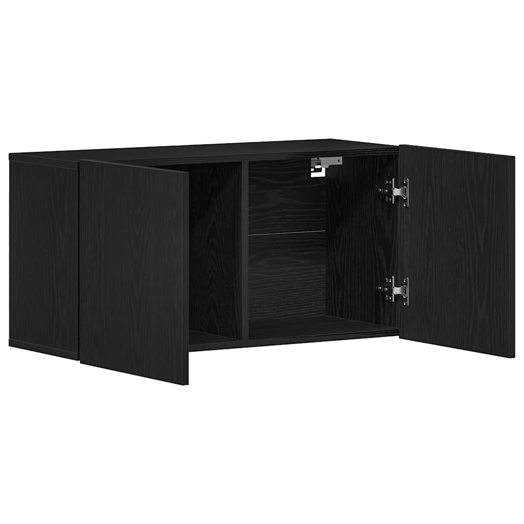 Tv-skab Sort Egetræ 80x30x41 Cm Konstrueret Træ - Billede 5