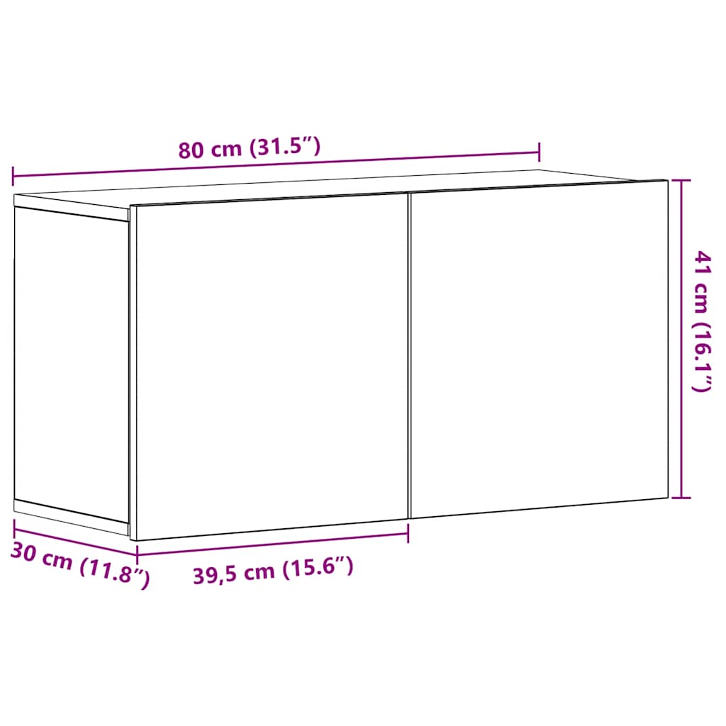 Tv-skab Sort Egetræ 80x30x41 Cm Konstrueret Træ - Billede 11