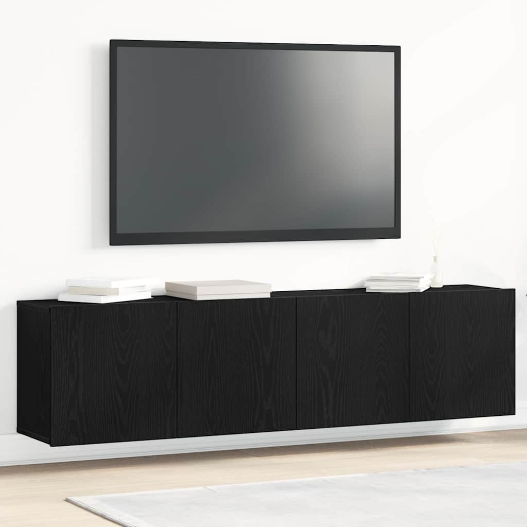 Tv-skab Sort Egetræ 80x30x41 Cm Konstrueret Træ