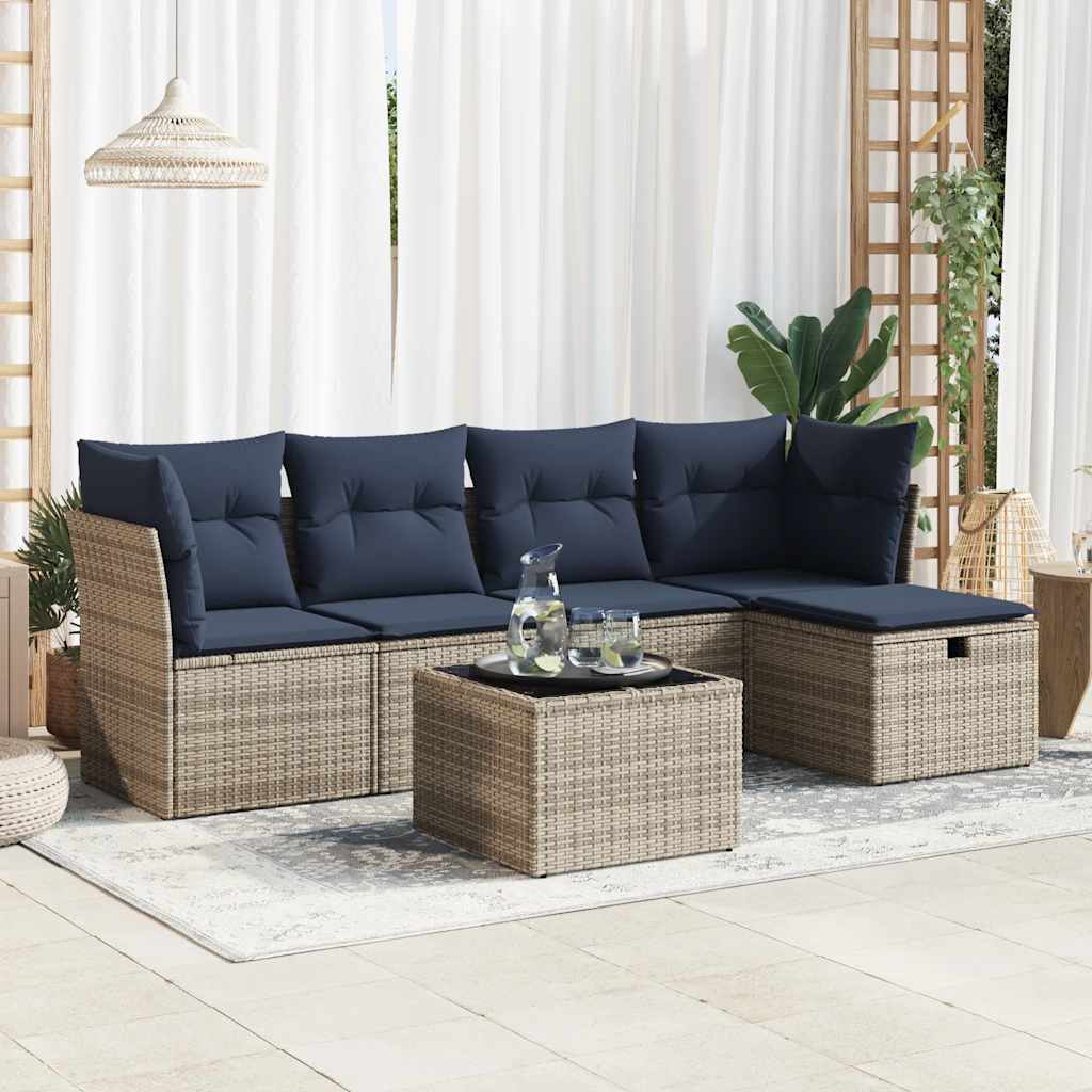 Sofasæt til Haven 5 Dele med Hynder Polyrattan Grå