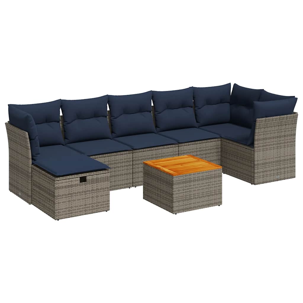 Sofasæt til Haven 8 Dele med Hynder Polyrattan Grå - billede 2