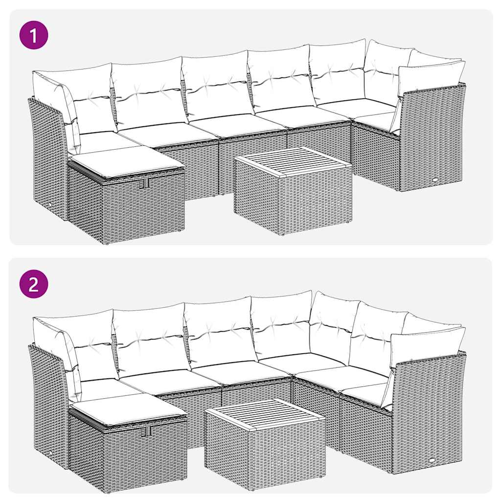 Sofasæt til Haven 8 Dele med Hynder Polyrattan Grå - billede 10