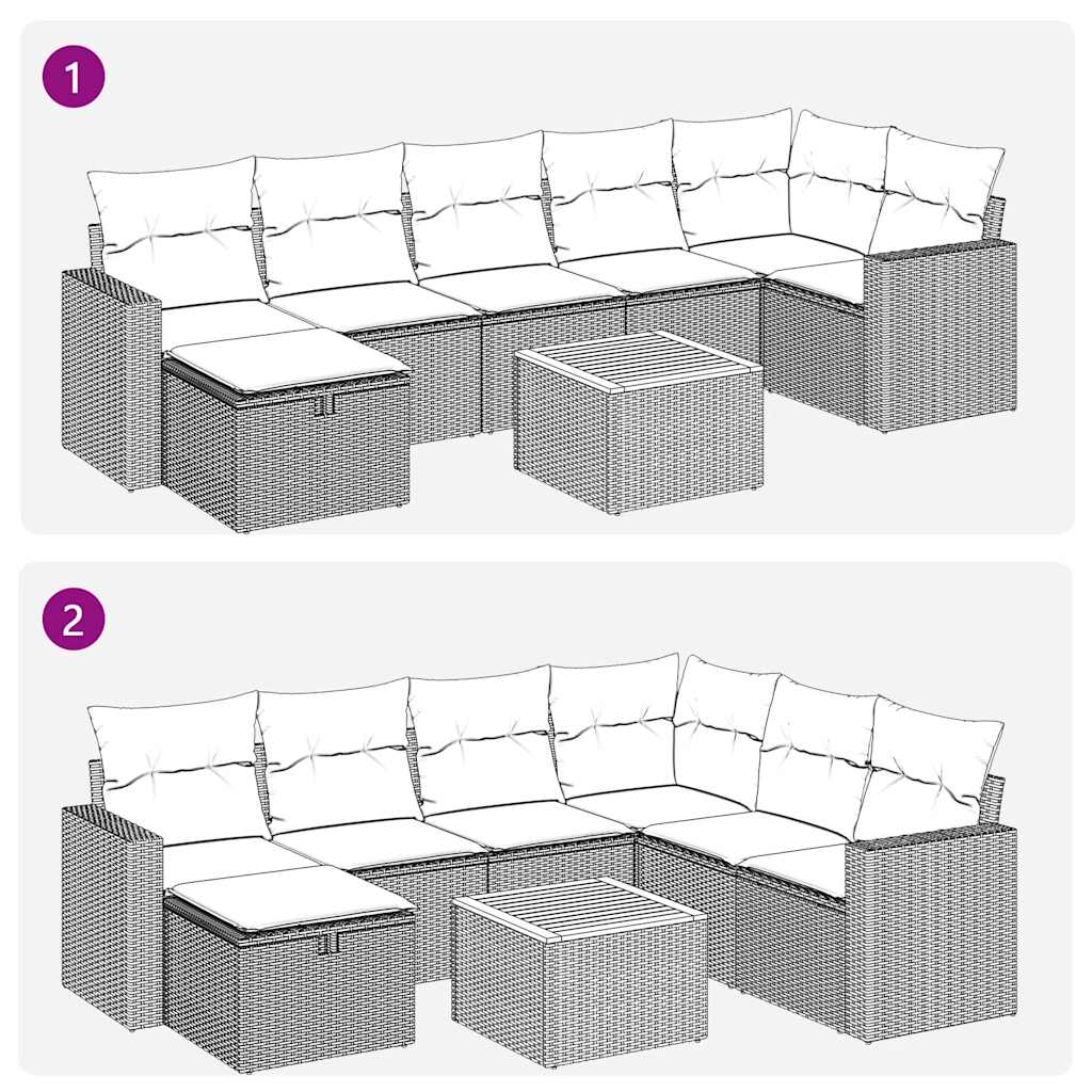 Sofasæt til Haven 8 Dele med Hynder Polyrattan Grå - billede 12